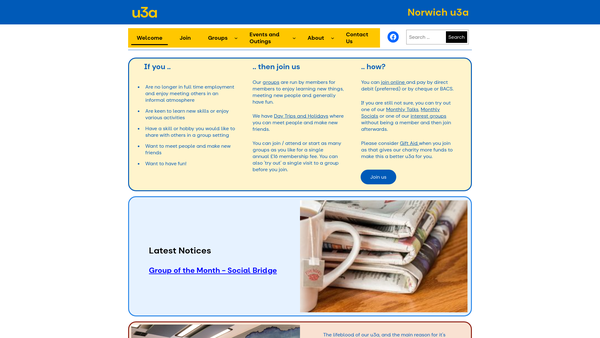 Screenshot of the The University Of The Third Age Norwich website