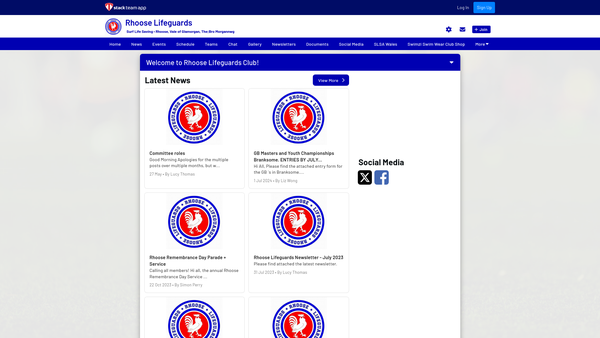 Screenshot of the Rhoose Lifeguards website