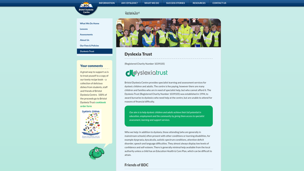 Screenshot of the Dyslexia Trust website