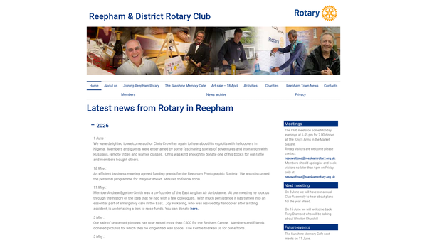 Screenshot of the Rotary Club Of Reepham And District Trust Fund website