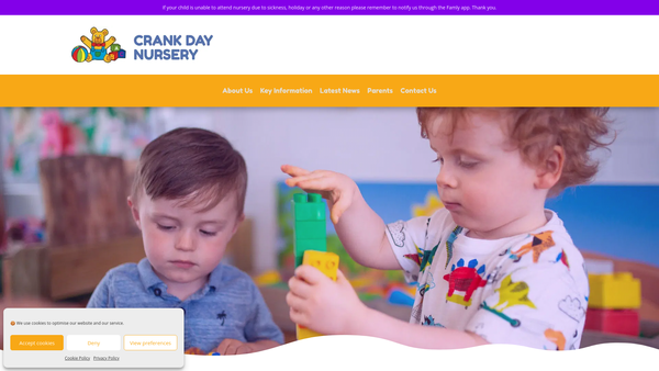 Screenshot of the Crank Nursery Limited website