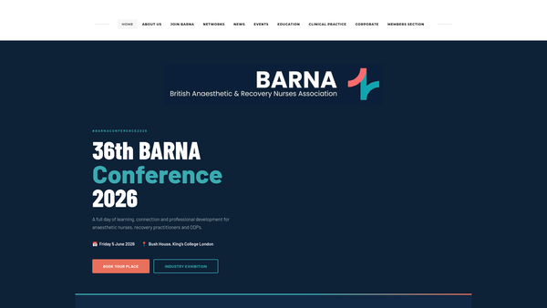 Screenshot of the British Anaesthetic And Recovery Nurses Association website