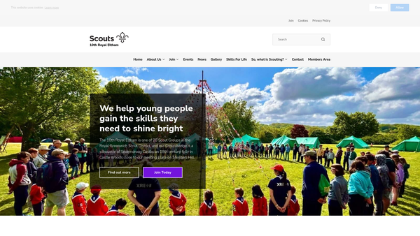 Screenshot of the 10th Royal Eltham Scout Group website