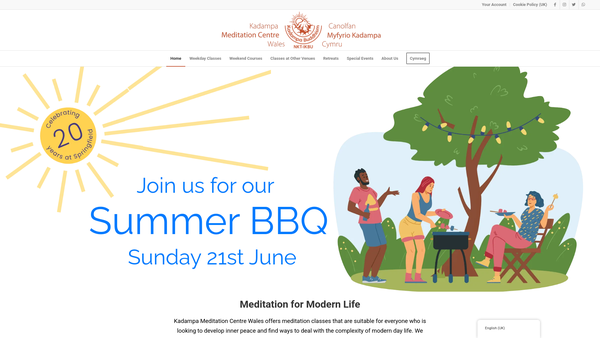 Screenshot of the Kadampa Meditation Centre Wales website