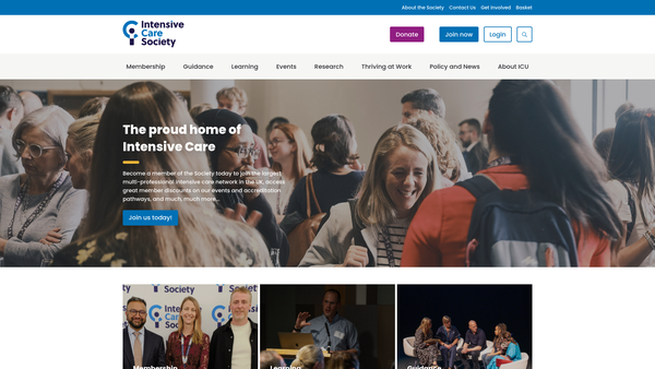Screenshot of the The Intensive Care Society website