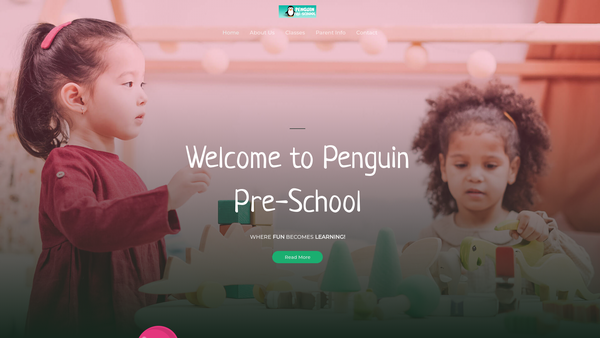 Screenshot of the Penguin Pre-School (Great Yarmouth) website