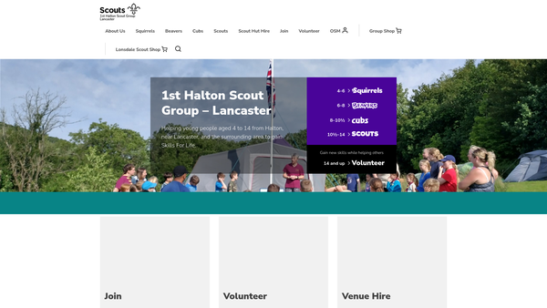 Screenshot of the 1st Halton Scout Group website