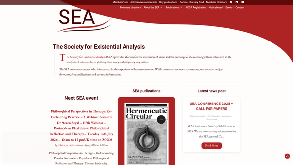 Screenshot of the The Society For Existential Analysis website