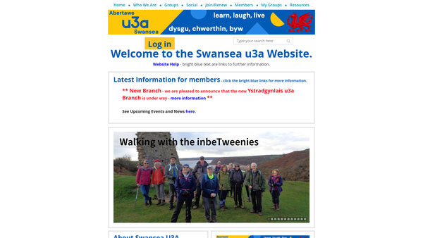 Screenshot of the The Swansea University Of The Third Age website