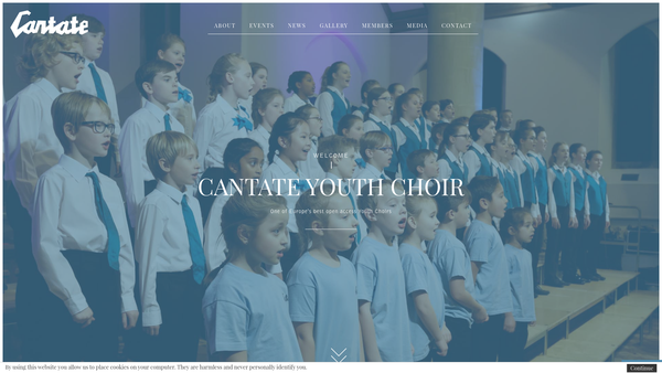 Screenshot of the Cantate Youth Choir website