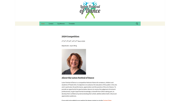 Screenshot of the Luton Festival Of Dance website