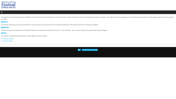 Screenshot of the Aldershot And Farnborough Festival Of Music And Art website