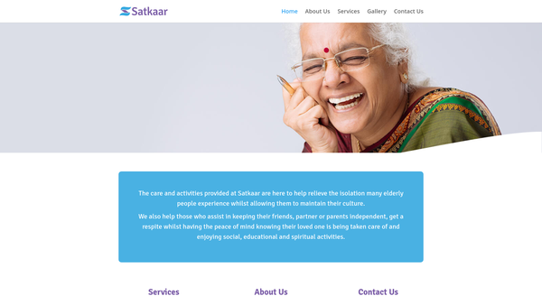 Screenshot of the Satkaar Asian Elders Day Care Services website