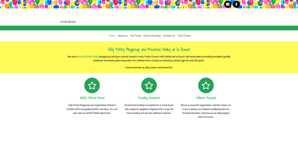 Screenshot of the Holy Trinity Playgroup (Ashby De-La-Zouch) website