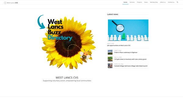 Screenshot of the Council For Voluntary Service West Lancashire website