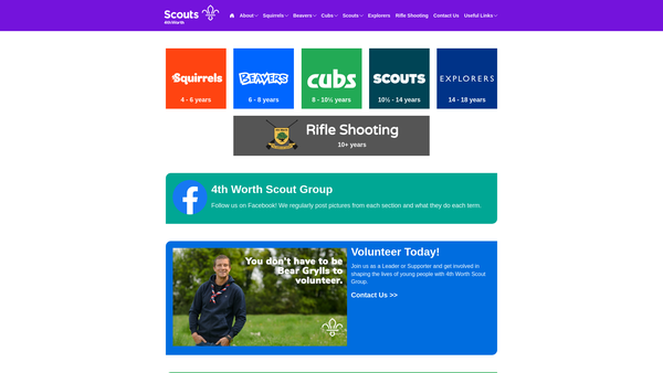 Screenshot of the 4th Worth Scout Group website