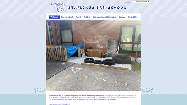 Screenshot of the Starlings Pre-School website