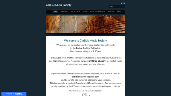 Screenshot of the Carlisle Music Society website