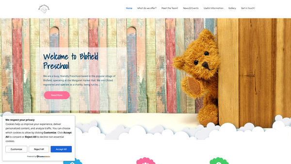 Screenshot of the Blofield Pre School Playgroup website
