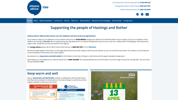 Screenshot of the Citizens Advice 1066 website