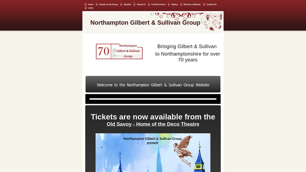 Screenshot of the Northampton Gilbert And Sullivan Group website