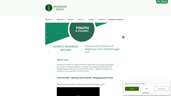 Screenshot of the Christchurch Hitchin Baby and Toddler Group website