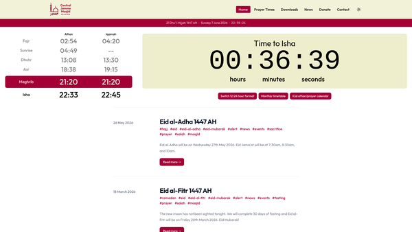 Screenshot of the Bangladesh Association Greater Reading website
