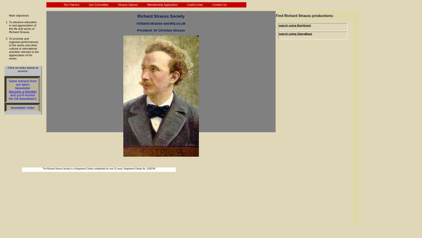 Screenshot of the Richard Strauss Society website