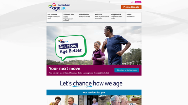Screenshot of the Age UK Rotherham Limited website