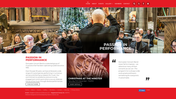 Screenshot of the The Doncaster Concert Band website