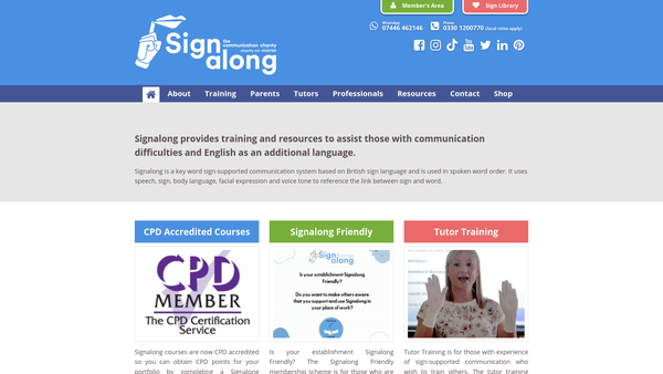 Screenshot of the SIGNALONG The Communication Charity website