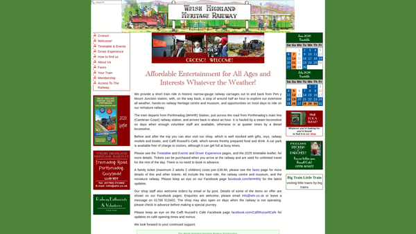 Screenshot of the Welsh Highland Railway Limited website