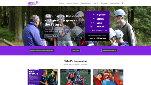 Screenshot of the 42nd Rotherham Scout Group website