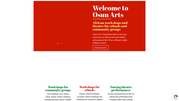 Screenshot of the Osun Arts Foundation website