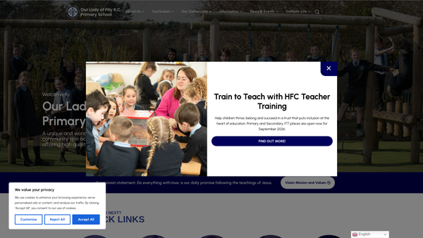 Screenshot of the Our Lady Of Pity School PTA website