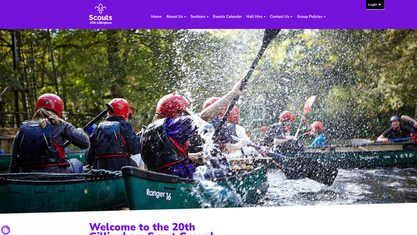 Screenshot of the 20th Gillingham (Hempstead) Air Scout Group website