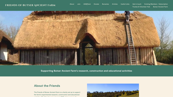Screenshot of the The Friends Of Butser Ancient Farm website