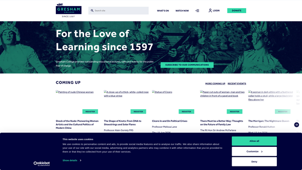 Screenshot of the Gresham College website