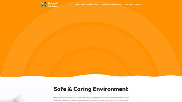 Screenshot of the Harrold Pre-School Playgroup website