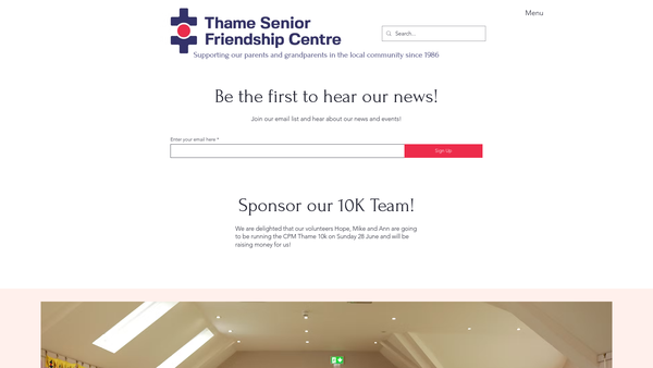 Screenshot of the Thame Senior Friendship Centre website