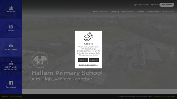 Screenshot of the Hallam School PTFA website