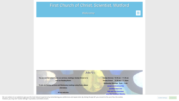 Screenshot of the First Church Of Christ Scientist Watford website