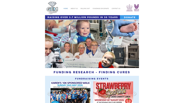 Screenshot of the Royal Manchester Children's Hospital Genetics Trust (Gem Appeal) website