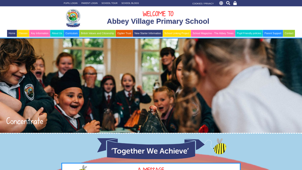 Screenshot of the Abbey Village School Parent Teacher Association website