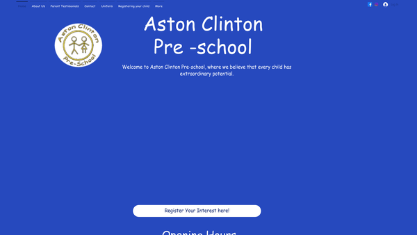 Screenshot of the Aston Clinton Pre-School website