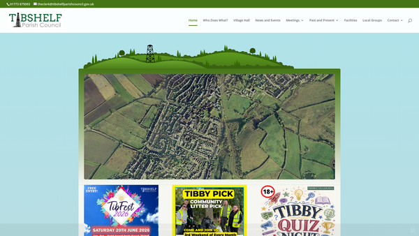 Screenshot of the Tibshelf Village Hall website