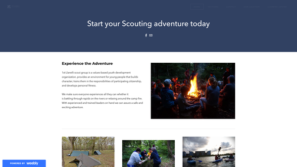 Screenshot of the 1st Llanelli Scout Group website