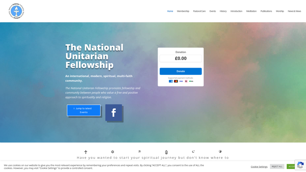 Screenshot of the National Unitarian Fellowship website