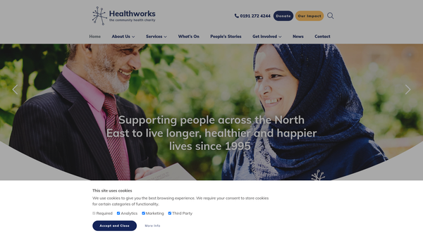 Screenshot of the Healthworks Newcastle website