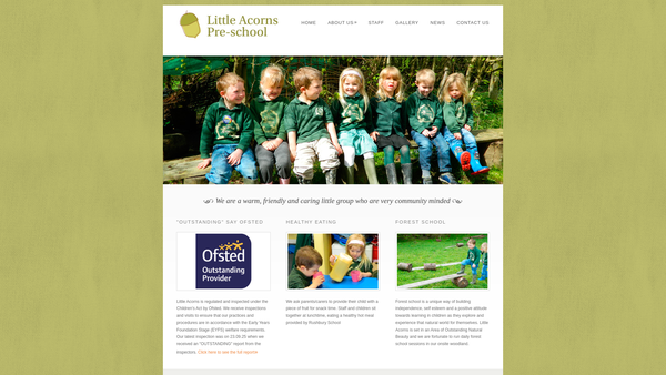 Screenshot of the Little Acorns Of Rushbury website